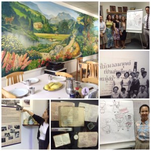 Here is the dining room, with a beautiful mural curtesy of a very talented bethelite, and also two sister, one is our tour guide and the others in the art department! 